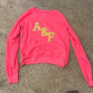 Abercrombie & Fitch Neon Pink Cropped Sweatshirt Size Small A&F Logo